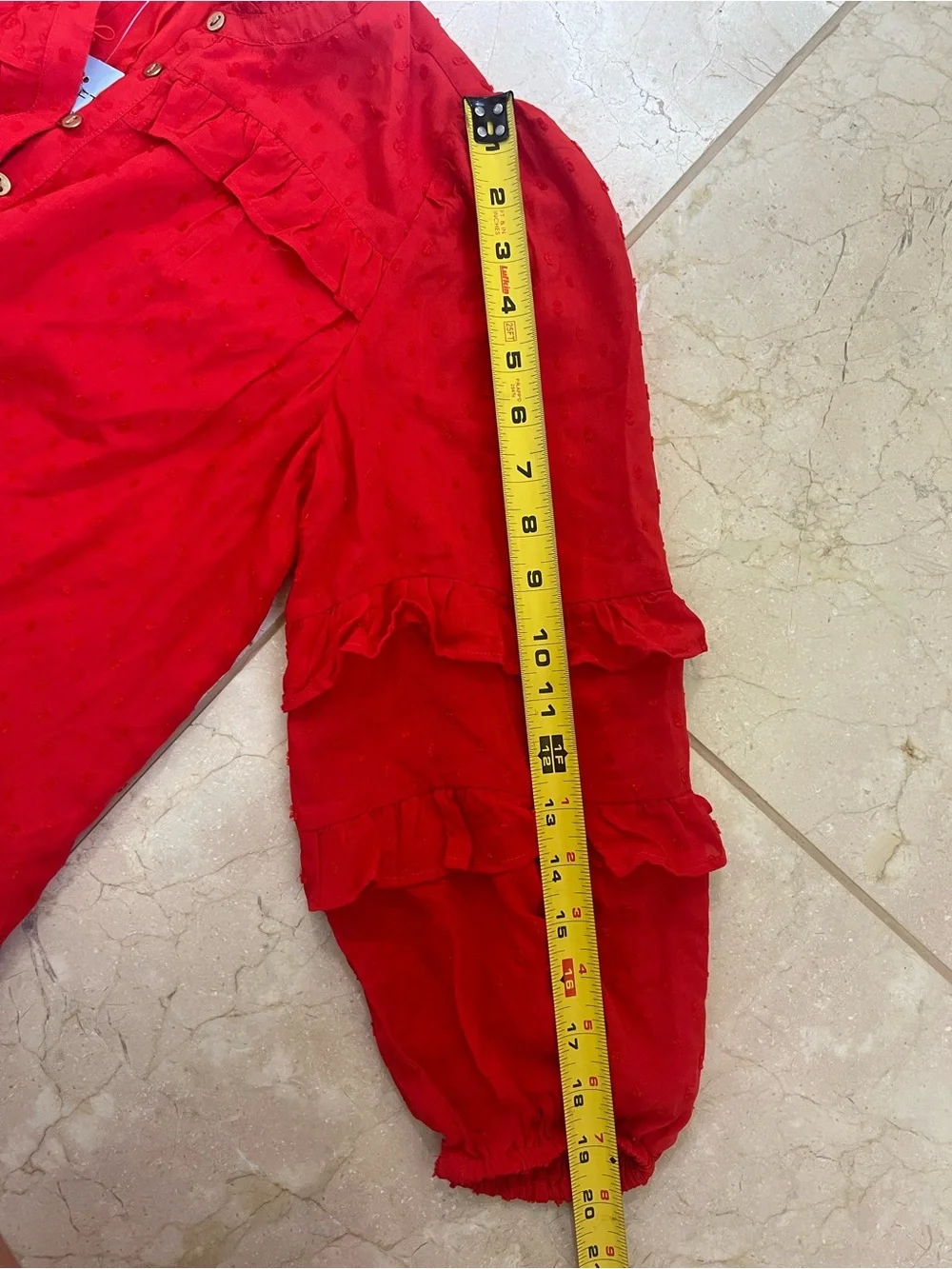 NWT ANN TAYLOR LOFT Blouse Top Shirt Dot Ruffle Sleeves Lined Red Petite XXS